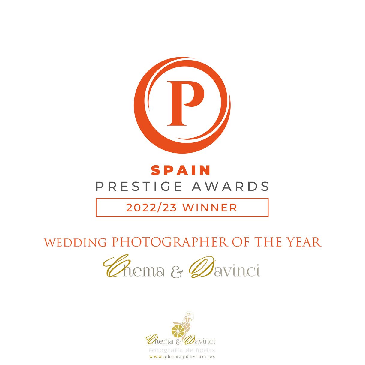 Mejor Fotógrafo del Año 2022-2023 Chema & Davinci Prestige Awards