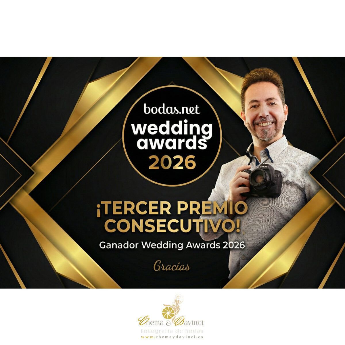 Wedding Awards 2026 Bodas.net: El 3º gracias a mis parejas. Chema & Davinci